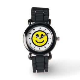 Kind's Happy Face Silver Glitter Strap Watch Horloge