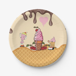 Kind's Ice Cream Cone Party Ice Cream Karakters Papieren Bordje