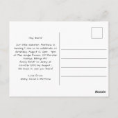 Kind's kleine monster verjaardagsfeestuitnodiging briefkaart (Achterkant)