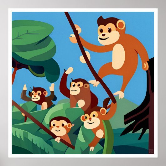 Kind's Monkeys Art Print (Voorkant)