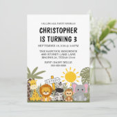 Kind's Safari verjaardagsfeestje Kaart (Staand voorkant)