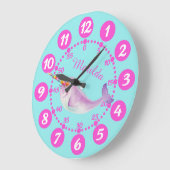 Kind's schattige narwhimsy waterverf roze aqua grote klok (Hoek)