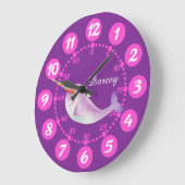 Kind's schattige narwhimsy waterverf roze paars grote klok (Hoek)