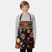 Kind's Schattigee bloemige kleurrijke Initiaal Kok Schort (Gedragen)