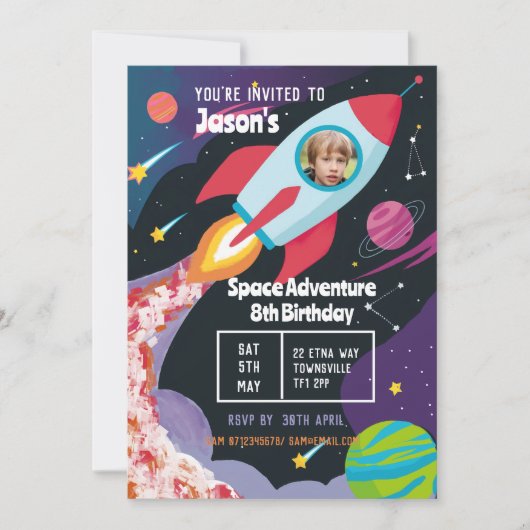 Kind's Space Adventure-feest Rocket Scientist Kind Kaart (Voorkant)