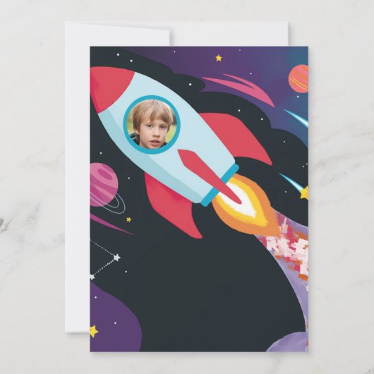 Kind's Space Adventure-feest Rocket Scientist Kind Kaart (Achterkant)