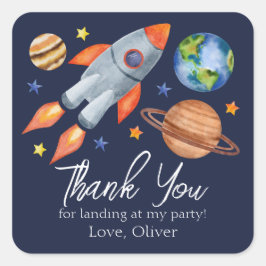 Kind's Space Theme Verjaardag Dank u Vierkante Sticker