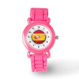Kind's Spanje Flag Pink Glitter Strap Watch Horloge