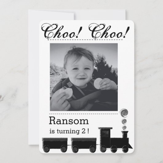 Kind's uitnodiging voor een treinverjaardagsfeestj (Voorkant)