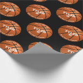 Kind's Verjaardag, Basketbal, Naam Leeftijd, Zwart Cadeaupapier (Hoek)