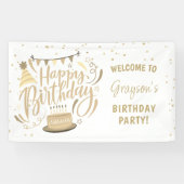 Kind's Verjaardag Gouden Glitter Welkom Spandoek (Horizontaal)