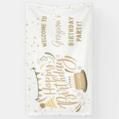 Kind's Verjaardag Gouden Glitter Welkom Spandoek (Verticaal)