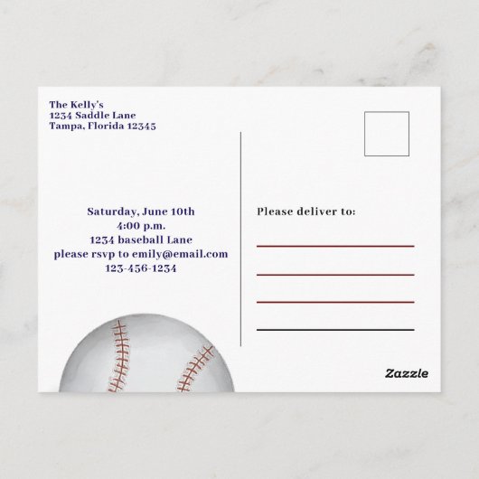 Kind's verjaardagsfeest Baseball Custom Briefkaart (Achterkant)