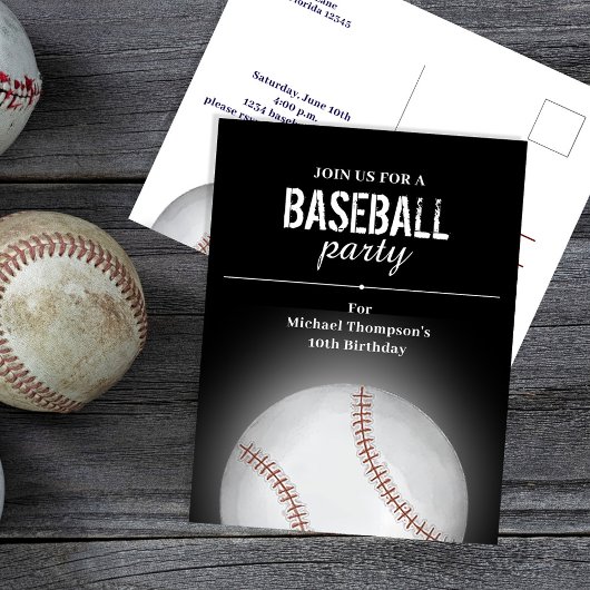 Kind's verjaardagsfeest Baseball Custom Briefkaart