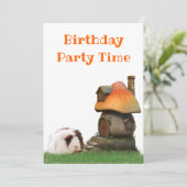 Kind's verjaardagsfeestje cavia paddenstoel huis kaart (Staand voorkant)