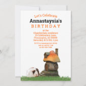 Kind's verjaardagsfeestje cavia paddenstoel huis kaart (Achterkant)