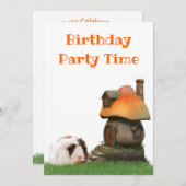 Kind's verjaardagsfeestje cavia paddenstoel huis kaart (Voorkant / Achterkant)