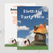 Kind's verjaardagsfeestje cavia paddenstoel huis kaart (Voorkant / Achterkant)