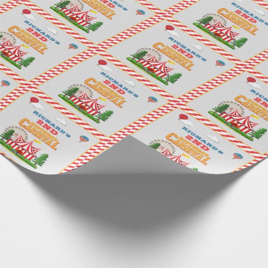 Kind's Verjaardagsfeestje Circus carnaval Thema Cadeaupapier (Hoek)