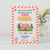 Kind's Verjaardagsfeestje Circus carnaval Thema Kaart (Staand voorkant)