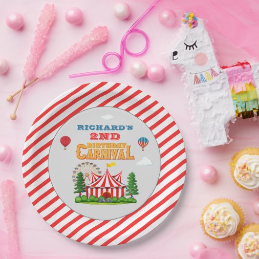 Kind's Verjaardagsfeestje Circus carnaval Thema Papieren Bordje (Feest)