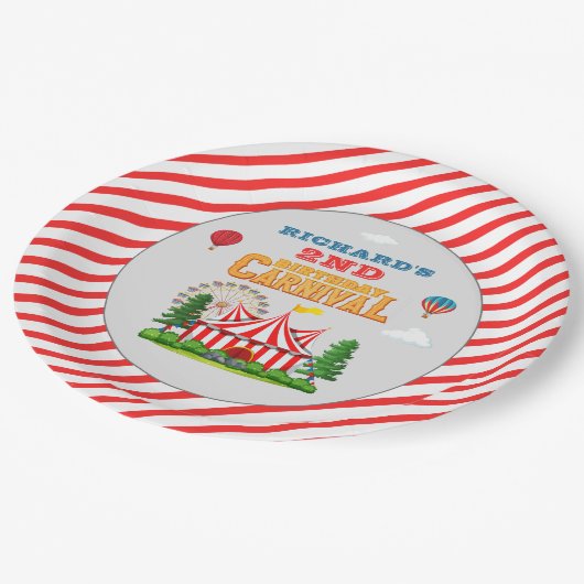 Kind's Verjaardagsfeestje Circus carnaval Thema Papieren Bordje (Gekanteld)