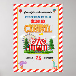 Kind's Verjaardagsfeestje Circus carnaval Thema Poster