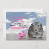 Kind's verjaardagsfeestje Leuke cavia roze bloemen Kaart (Achterkant)