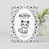 Kind's verjaardagsfeestje met super schattig kitte kaart (Staand voorkant)