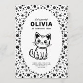 Kind's verjaardagsfeestje met super schattig kitte kaart (Voorkant)