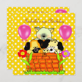 Kind's Verjaardagsfeestje Spot Katten Honden Vrien Kaart (Voorkant / Achterkant)