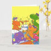 Kind's verjaardagsmuziek Dinosaurussen Custom Card Kaart (Gele Bloem)