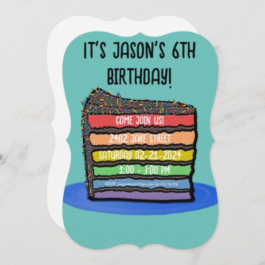 Kind's verjaardagstaart feest kaart (Voorkant / Achterkant)