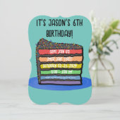 Kind's verjaardagstaart feest kaart (Staand voorkant)