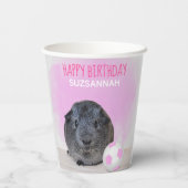Kindverjaardag cavia roze wit Voetbal Papieren Bekers (Achterkant)