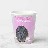 Kindverjaardag cavia roze wit Voetbal Papieren Bekers (Voorkant)