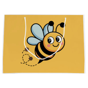 Kindvriendelijke Bij Mascotte met Gestippelde Staa Groot Cadeauzakje