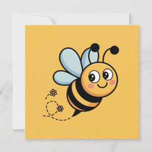 Kindvriendelijke Bij-Mascotte met Gestippelde Staa Kaart