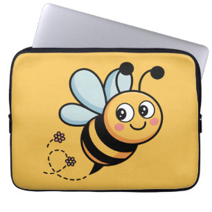 Kindvriendelijke Bij Mascotte met Gestippelde Staa Laptop Sleeve