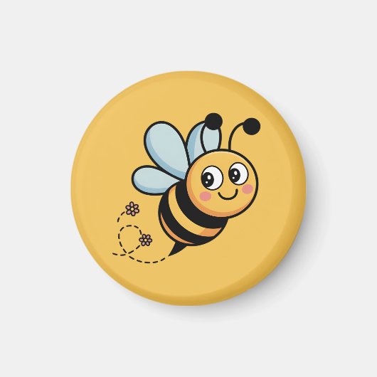 Kindvriendelijke Bij Mascotte met Gestippelde Staa Magneet (Voorkant)