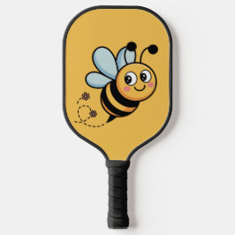 Kindvriendelijke Bij Mascotte met Gestippelde Staa Pickleball Paddle