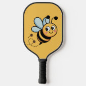 Kindvriendelijke Bij Mascotte met Gestippelde Staa Pickleball Paddle (Achterkant)