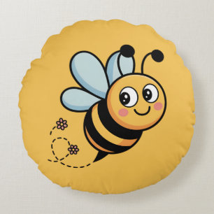 Kindvriendelijke Bij Mascotte met Gestippelde Staa Rond Kussen