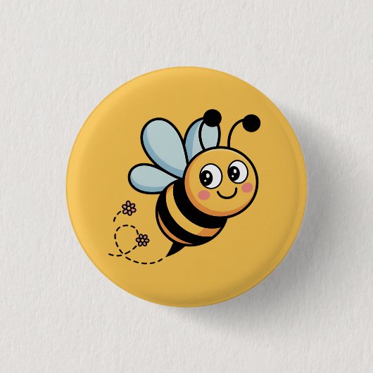 Kindvriendelijke Bij Mascotte met Gestippelde Staa Ronde Button 3,2 Cm (Voorkant)