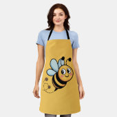 Kindvriendelijke Bij Mascotte met Gestippelde Staa Schort (Gedragen)