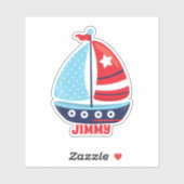 Kindzeilboot, Nautical, Navy, Naam toevoegen, Craf Sticker (Vel)
