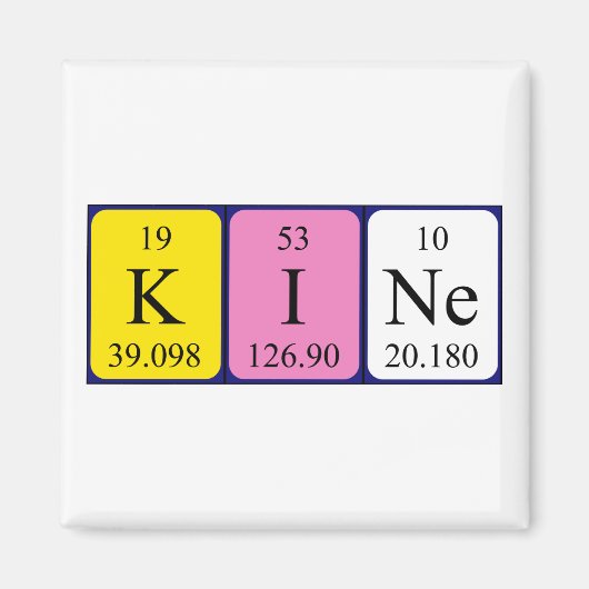 Kine periodieke table name magnet (Voorkant)