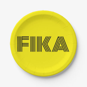 Kinetic Fika Geel en Zwart Papieren Bordje