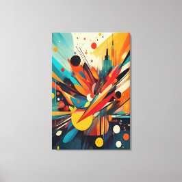Kinetische Bloei: Explosieve Moderne Geometrische Canvas Afdruk