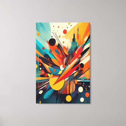 Kinetische Bloei: Explosieve Moderne Geometrische Canvas Afdruk (Voorkant)